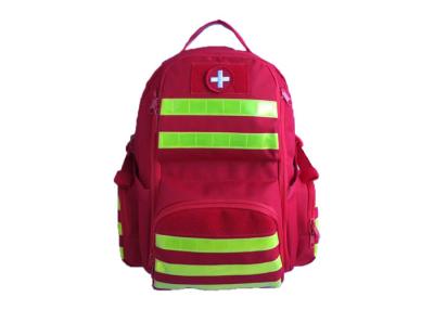 China Comfortable Red First Aid Medical Bags 2 Zippered Side Pouches For Emergency Gear for sale