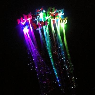 China Colorful Luminous LED ID Glare And Colorful Luminous LED Braids Butterfly Led Hairpin For Christmas Gift for sale