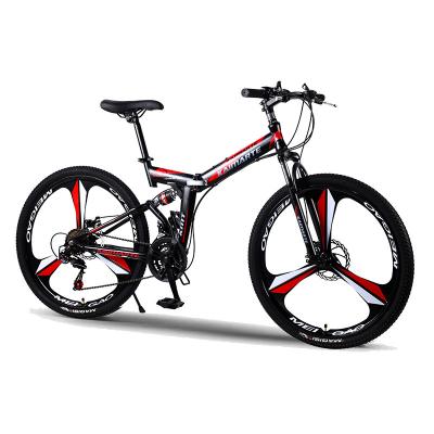 China Folding Mountain Bike 21 Speed ​​Steel Bike Dual Disc Brake 26 Inch Road Bike for sale