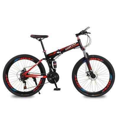 China Steel Foldable Bicycle 26 Inch Road Bike 21 Speeds Double Suspension Bicycle Disc Brake Mountain Bike for sale