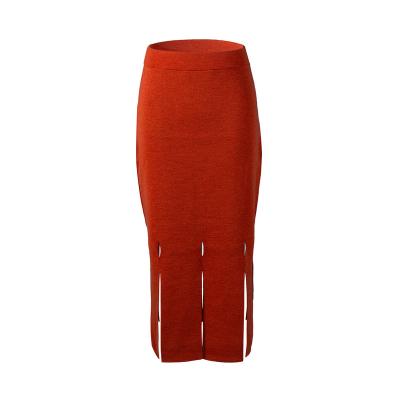 China Stylish And Fashionable Comfortable Unique Bright Color Pleated Hollow-out Slit Hem Solid Color Hem Design Skirt for sale