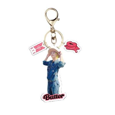 China Souvenir key chain wholesale customize printing logo bt21 btss album butter new advertising transparent acrylic key chain for sale