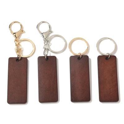 China Exclusive custom made wooden leather MonogramGenuine maker key chain woodkeychain diy leather pendant in walnut wood for sale