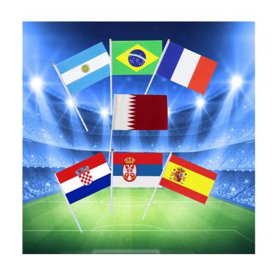 China 2022 World Cup Flags Sports and Games New Arrival 14*21cm Hand Flag Football Custom Logo Waving Hand Wave American Flag for sale