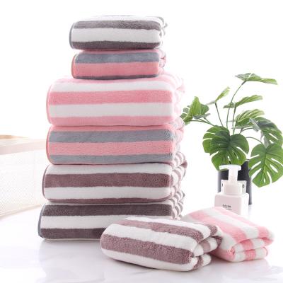 China Microfiber Bath Towel Set Coral Towel QUICK DRY QUICK DRY Striped OEM OEM for sale