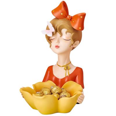 China Beautiful Lady Crafts Table Ornament Tray Girl Desktop Storage Decorations Resin Elegant Hot Sale for sale