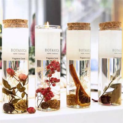 China Luxury Wholesale Bulk Scented Candles With Cork Lids Wax Using Jelly Gel With Dry Flower Decoration for sale