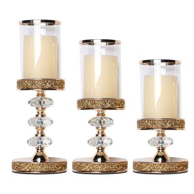 China Nodic Home Wholesale Custom Glass Candlesticks Gold Factory Decoration Daily Use Gold Glass Candle Holder for sale