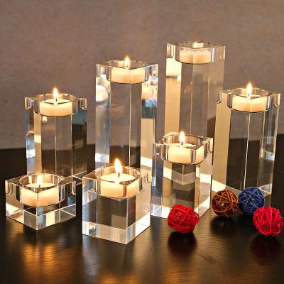 China Solid Home Dining Table Stain Decoration Home Decor Candlestick Table Centerpieces K9 Crystal Candle Holders Stand Wedding from Europe for sale