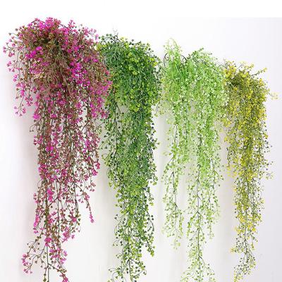 China 85cm Long Wholesale Plastic Gold Bell Wall Hanging Flower Willow Wall Decoration Flower for Mall Shop Home Decoration for sale