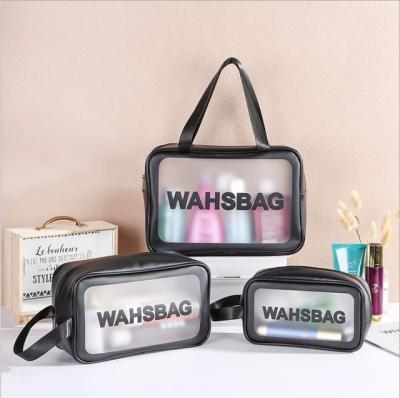 China Comfortable Explosion Proof Clear Transparent Packaging Toiletry Storage Travel PU Package Makeup Amazon Cosmetic Bags for sale