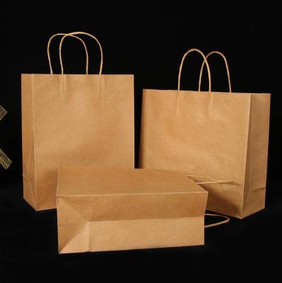 China Custom Water Proof Brown White Shop Food Printing Kraft Paper Shopping Bag With Your Own Logo for sale