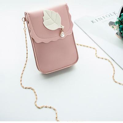 China For Small Small Thing Fashion Rose Leaf Phone Bag Mobile Phone Bag Pocket Crossbody Cover Wallet Leather Purse Small Purse for sale