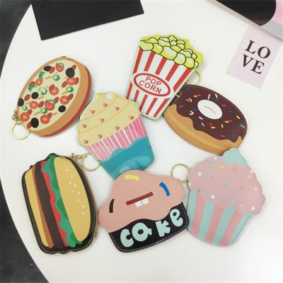 China Fashion PU Leather Purses Ice Cream Pop Corn Burger Donuts Wallet Bag Girl Coin Purses for sale