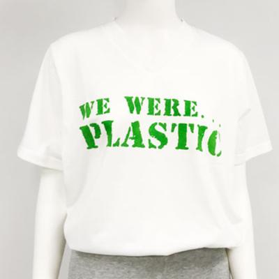 China Breathable Sustainable Eco Friendly Products RPET Customized Logo Classic V-Neck Plain T-Shirt For Women for sale