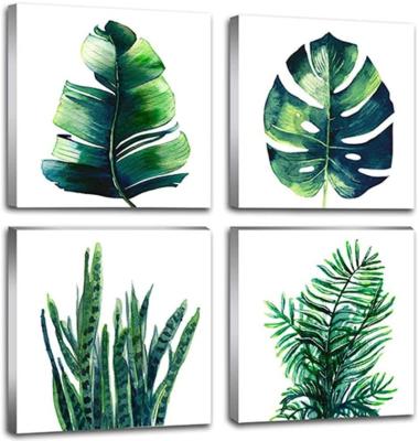 China Waterproof+ECO-Friendly Canvas Wall Art Minimalist Wall Decor For Bathroom Botanical Prints Picture Home Decoration 4Pcs/Sets for sale