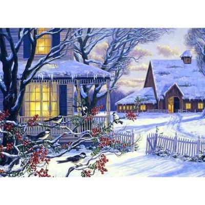 China Gifts & Yes Crafts Factory Direct Hot Sale Framed Snow Landscape DIY Painting By Custom Numbers For Adult for sale