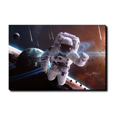 China Modern Outer Space Art Print Cartoon Watercolor Planet Wall View Painting Cosmic Theme Canvas Painting Spaceship Astronaut Children for sale