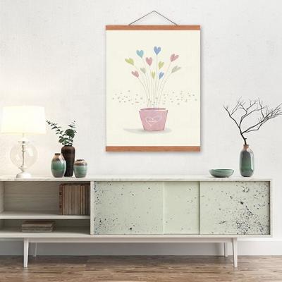 China Modern Vintage Quote Frame Flower Wall Art Hanging Printing Canvas Scroll Wood Painting for sale