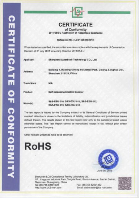 RoHS - Shenzhen superbsail technology co,.ltd.