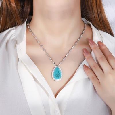 China CLASSIC Pear Shaped Zircon Teardrop Bridal Necklace For Women for sale