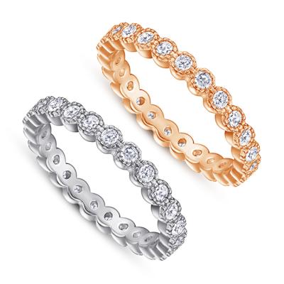 China CLASSIC 18K White Gold Plated Stackable Zircon Rings Wedding Bands Women Eternity Ring for sale