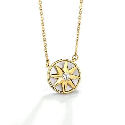 China FASHIONABLE CZ Star Necklace 925 Sterling Silver Circle Spinner Start Pendant Necklace for sale