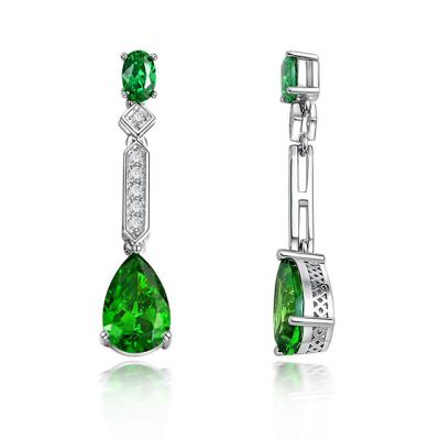 China New CLASSIC Green Green Emerald Earrings Quality Zirconia Emerald Dangle Drop Earrings Top for sale