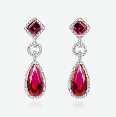 China CLASSIC 925 Sterling Silver Channel Earrings Jewelry Earrings 2021 Women Red Drop Earrings for sale