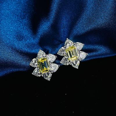 China CLASSIC 925 Sterling Silver Earrings With Yellow Diamond Earrings For Women for sale