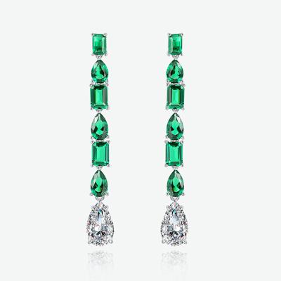 China CLASSIC green green silver stud earring 925 sterling silver gemstone drop earring cut stud earrings jewelry for sale