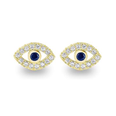 China CLASSIC 18K Gold Plated 925 Silver CZ Eye Stud Earring Women's Eye Earrings for sale