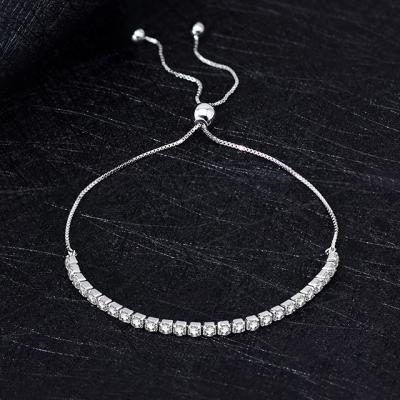 China CLASSIC 925 Sterling Silver Adjustable Tennis Bracelet 2.5mm Diamond Bangle Tennis Bracelet for sale