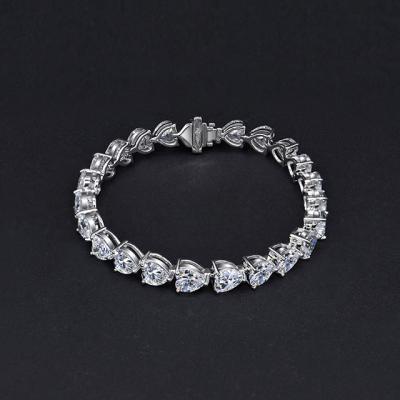 China CLASSIC 925 Sterling Silver Heart Link Tennis Bracelet For Women Jewelry for sale