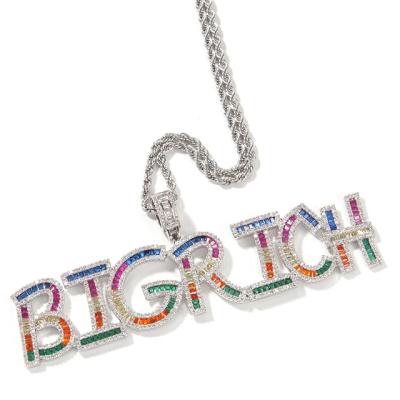 China Custom Jewelry Hip Hop Bling Bling Diamond Name Plate Necklace Custom CLASSIC Custom Name Plate Necklace for sale