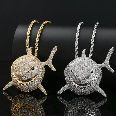 China Personalized Mens Necklaces Hiphop Hip Hop Jewelry Full Zircon Shark Pendant for sale