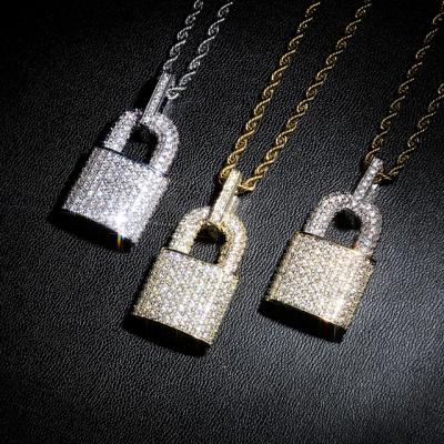 China Hiphop Iced Out Lock Shape Pendant Necklaces Fashion Mens Necklaces for sale