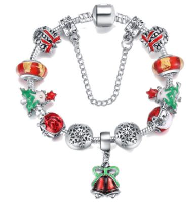 China CLASSIC Christmas Tree and Bell Charm Pendant Bracelet Silver Color Bracelet for Women Kids DIY Handmade Christmas Jewelry Gift for sale