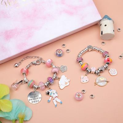 China Multi-set Popular Children's Designer Charms For Girl Crystal Beaded DIY Bracelets Jewelry DIY With Hair String Accessories Set for sale