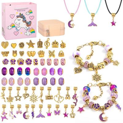 China DIY Kids Unicorn Charm Beaded Bracelet Making Kit Jewelry Making Supplies Girls Gift Box Accessories Toys Shaping Charm Bracelets Kit for sale