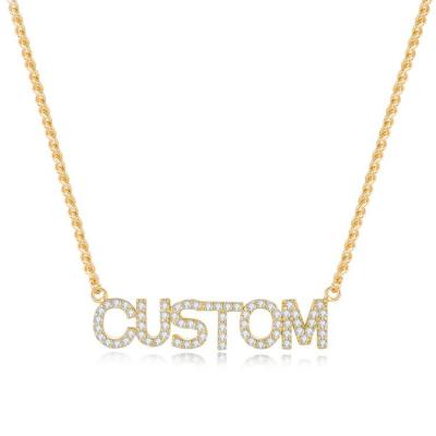 China Hot Selling Customized FASHIONABLE Chain 9mm Zircon Letter Name Cuban Necklace Personalized Stainless Steel Pendant Necklace For Women for sale