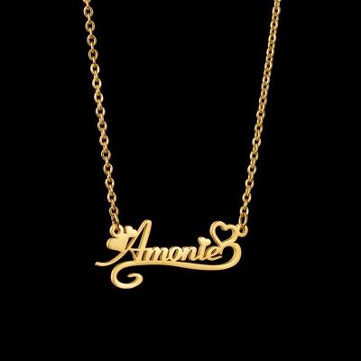 China TRENDY Hot Selling Custom Stainless Steel Letter Necklace Hip Hop Jewelry For Women Men for sale