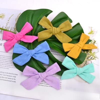 China Hair Decoration Baby Bows Colorful Hair Clip Girl Hair Clip Cotton Canvas Barrette For Kids Spring Hair Accessories Kids Hair Clips for sale