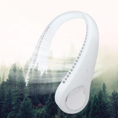 China Hotel Dropshipping Hotselling Summer 3 Gears Portable Lazy Fan Rechargeable Neck Band Fan Sports Neck Collar Leafless Fan for sale