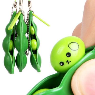 China Bean Fidget Toys Squeeze Beans Cute Squishy Pea Beans Safe Eco-Friendly Material Anti Play In A Pod Keychain Edamame Keychain Kawaii Mochi Bean Squishy Toy for sale