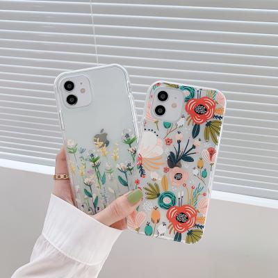 China Wholesale Transparent Anti-fall Flower Style Mobile Phone Cover Device Case For iPhone 6 7 X XS XR 11 Pro 12 Se 8 Max for sale