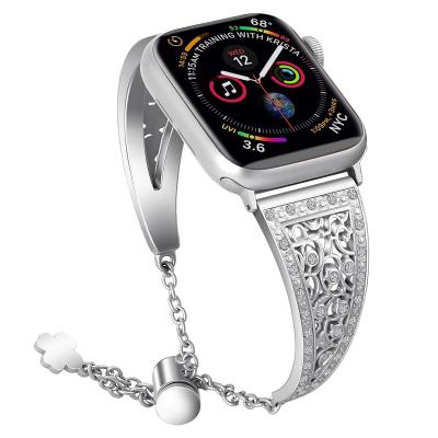 China Stainless steel charm for apple watch1/2/3/4/5/6 iwatch metal diamond band strap for sale