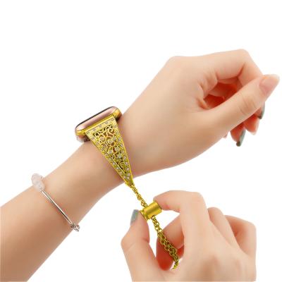 China Stainless Steel Fashion Charm Beaded Strap For iWatch Band Series 6 5 4 Smartwatch Bands For Women Apple Watch Band I 38mm 40mm 42mm 44mm for sale