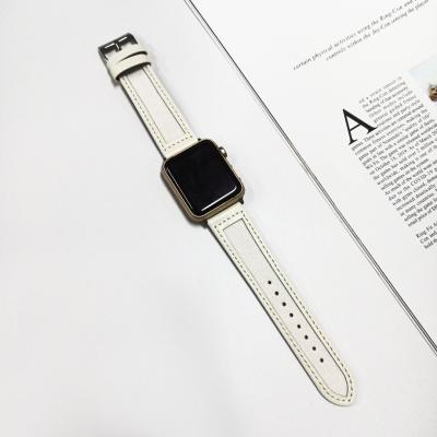 China Warch Genuine Leather Watch Strap Soft Leather Band Ladies Canvas Strap For Apple Watch Band 6 5 for sale