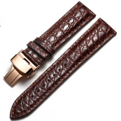 China Alligator Leather Strap Leather Watch Bands For Men 12 To 24 Millimeter Watch Bands With Butterfly Buckle for sale